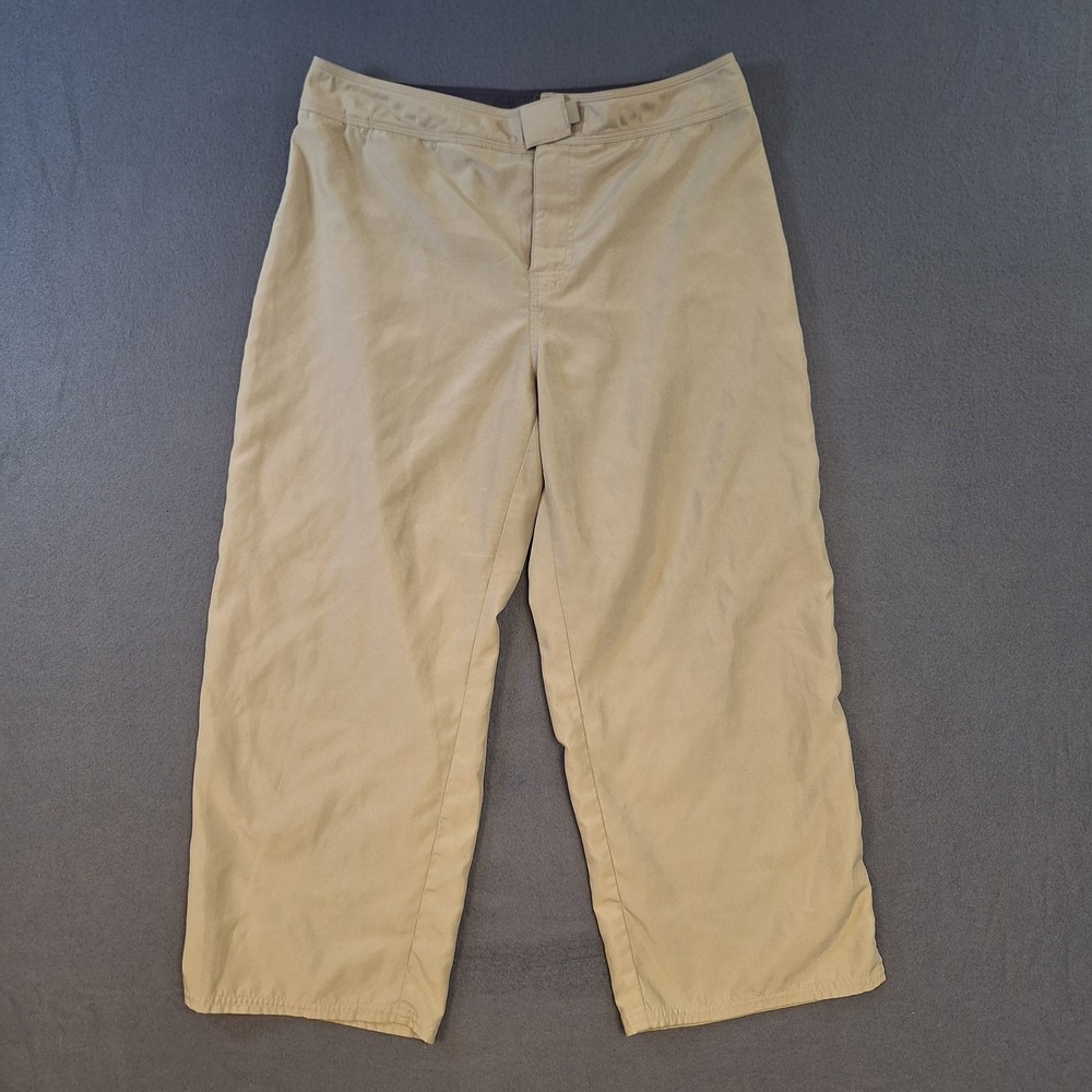 Vintage Patagonia High Rise Cropped Pants Flat Front Solid Khaki Women's Size 12